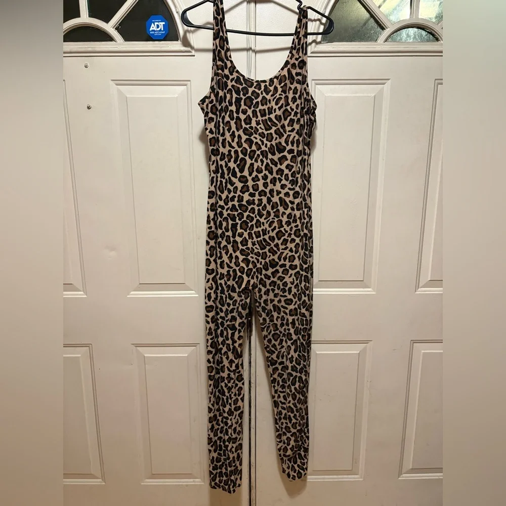 No Boundaries Leopard Print Sleeveless Jumpsuit - Brown/Black - Picture 1 of 2